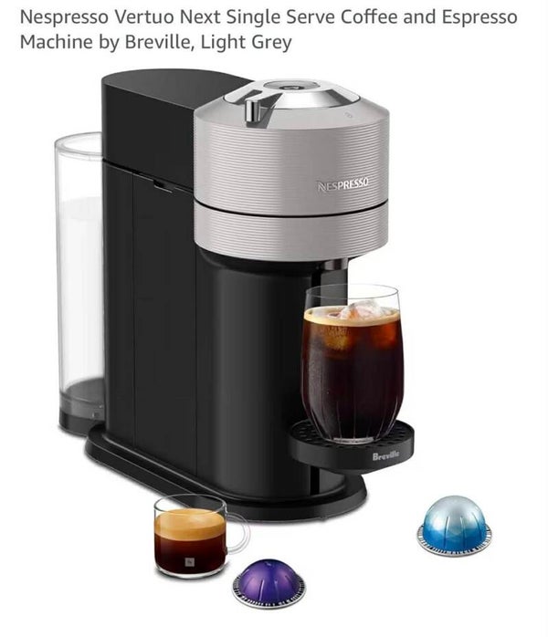 Nespresso Vertuo Next single serve coffee and Espresso machine by Breville, light grey