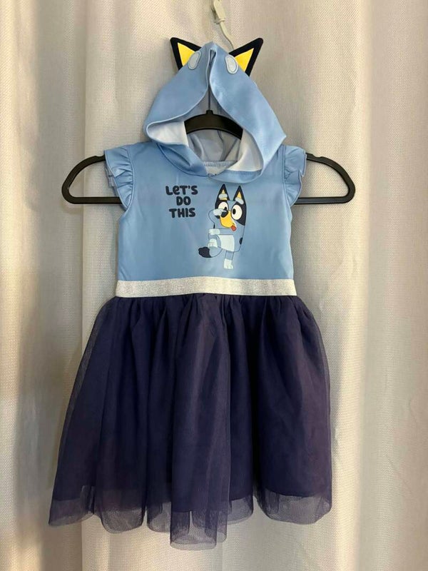 Bluey dress with hood, size 10
