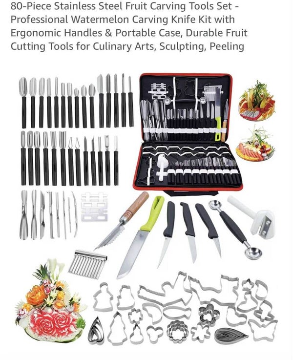 80-piece stainless steel fruit carving tool set