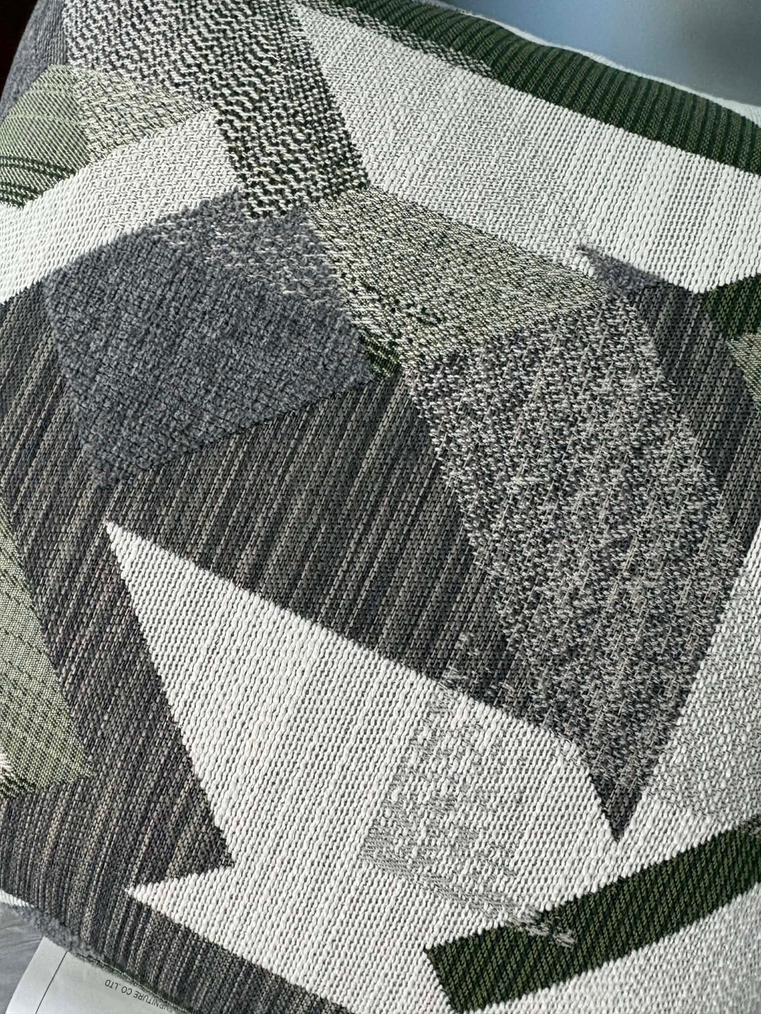 Kort & Co set of 2 tufted back cushions, green, grey and beige, 18x18''