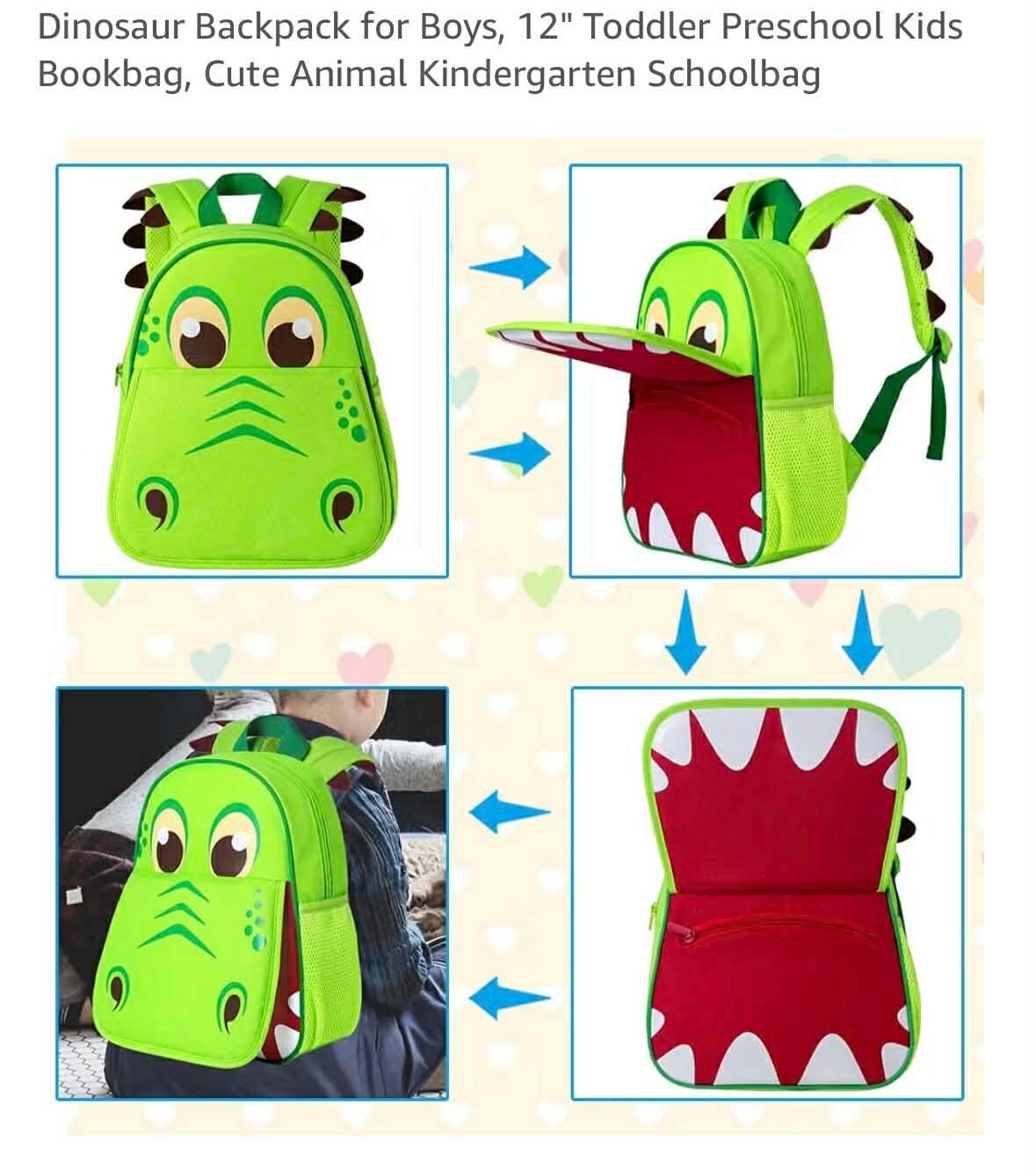 Dinosaur backpack, 12''