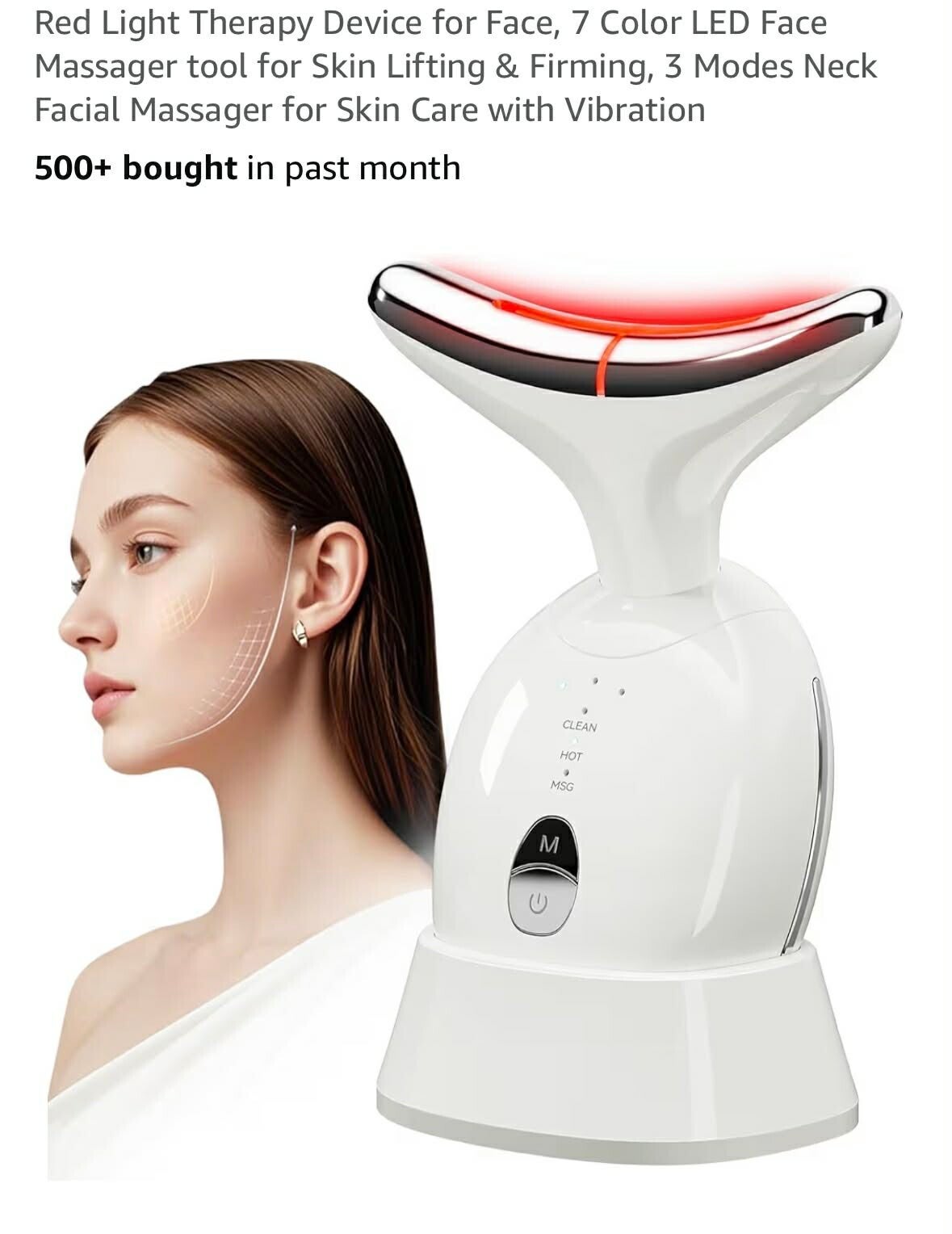 Red Light Therapy Device for face, 7 color LED face massager tool