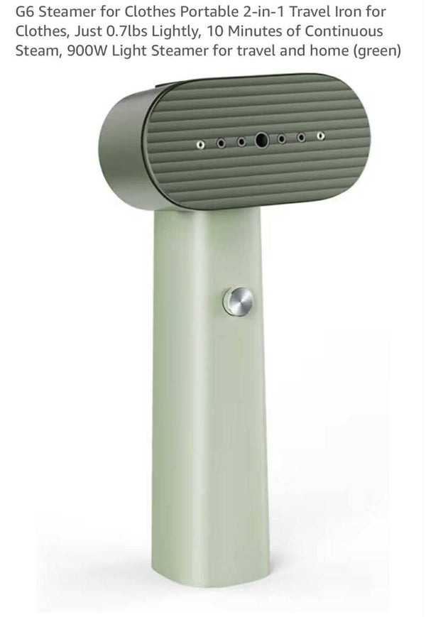 G6 Steamer for clothes, portable 2-in-1 travel iron, jade green