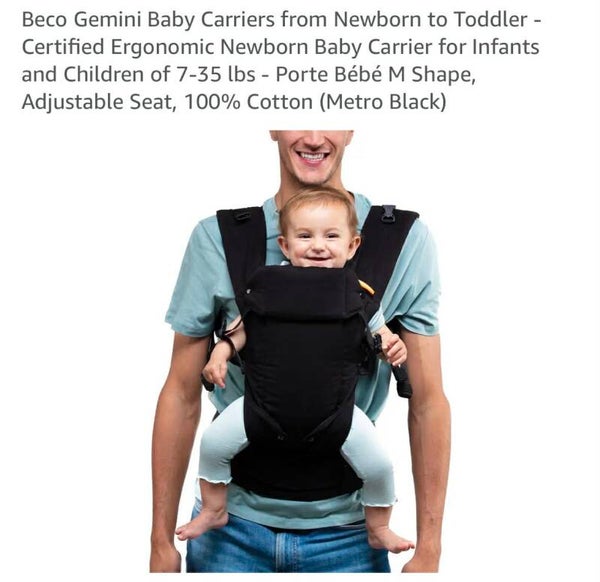 Beco Gemini baby carrier, 0m+, 7-35lbs, metro black