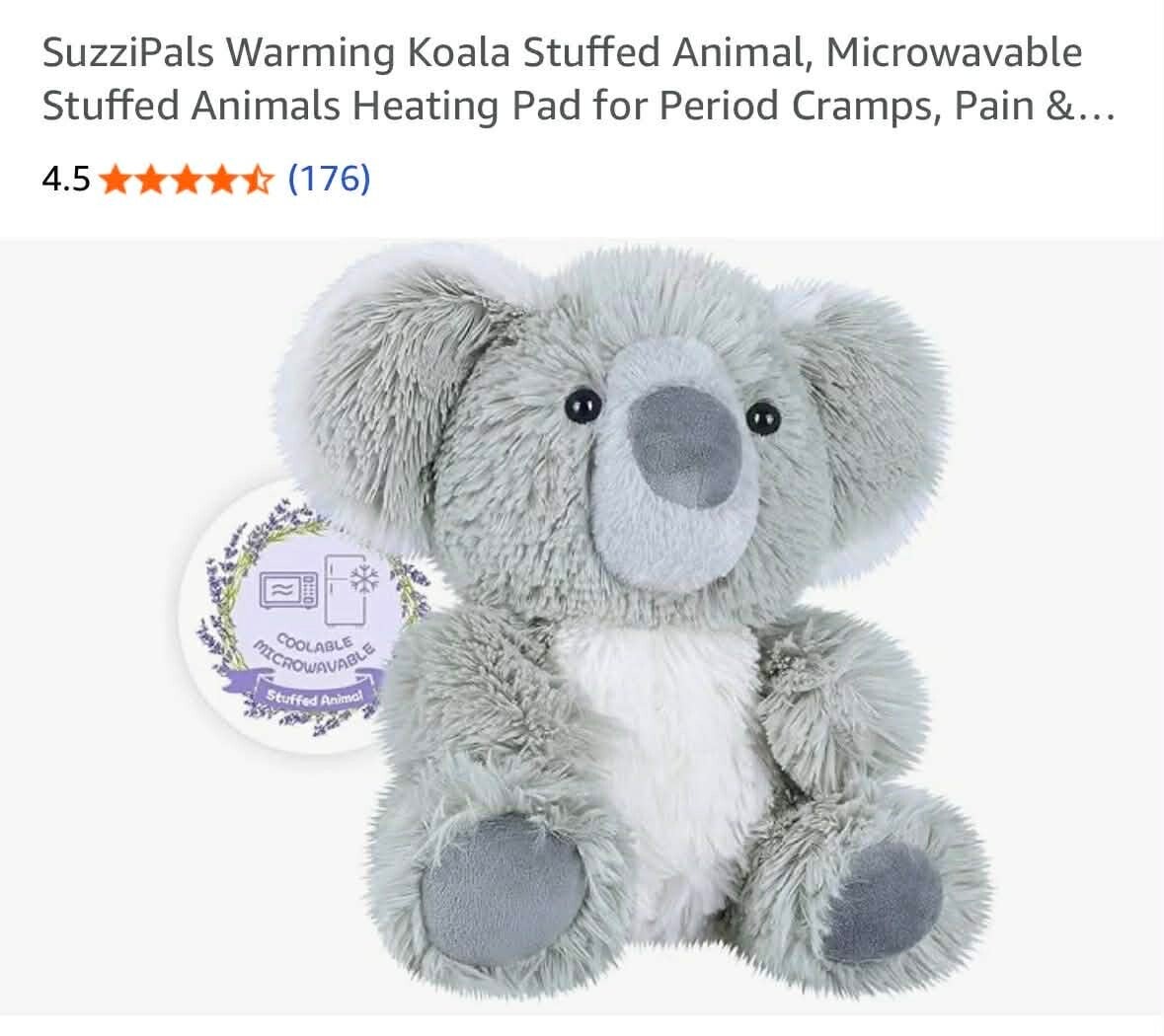 Suzzipals warming and cooling koala for cramps, anxiety relief