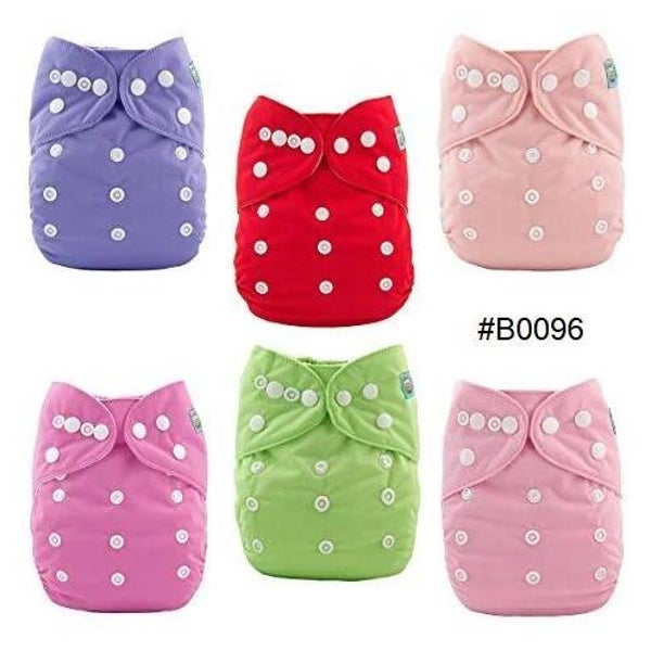 ALVABABY cloth diapers 6pk with 12 inserts, adjustable, washable and reusable