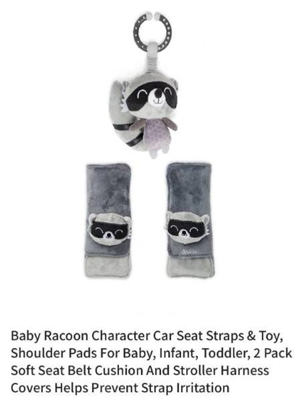 Diono raccoon car seat straps & toy, 0m+