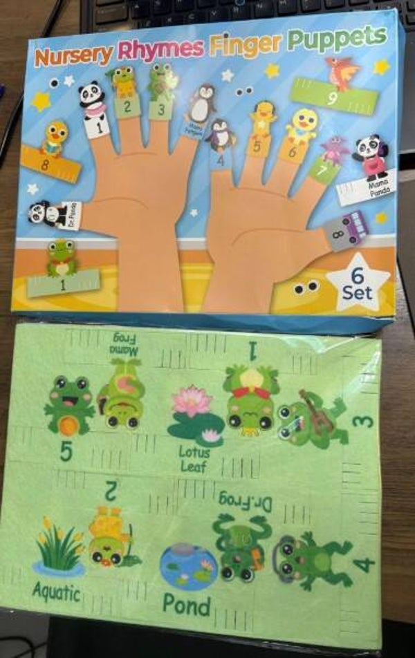 Nursery rhyme felt finger puppets, set of 6