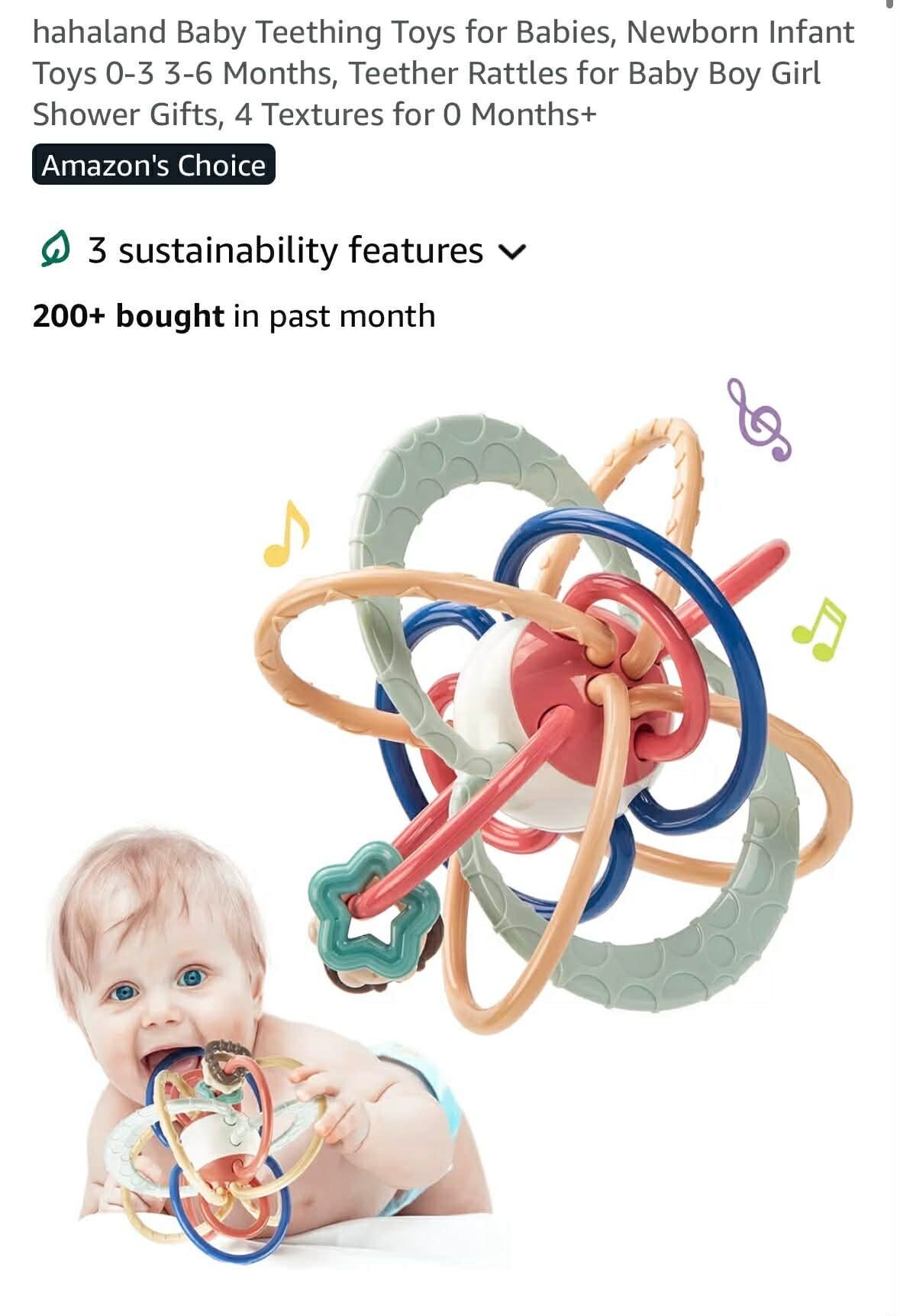 Hahaland baby teething toy, 4 textures