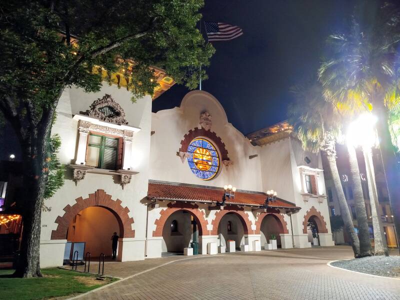 beautiful railway station at night in San Antonio Texas