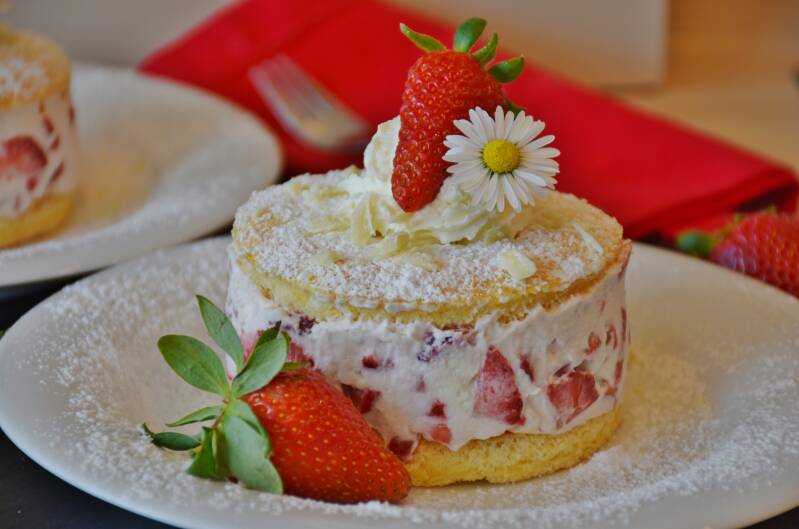 yummy dessert with strawberries