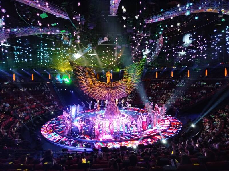 final scene with pegasus and all dancers of Awakening show in Las Vegas