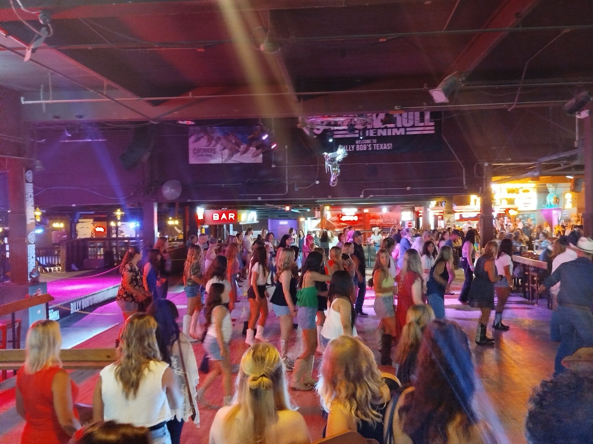 full dance floor at Billy Bob's honky-tonk at Stockyards Dallas Texas