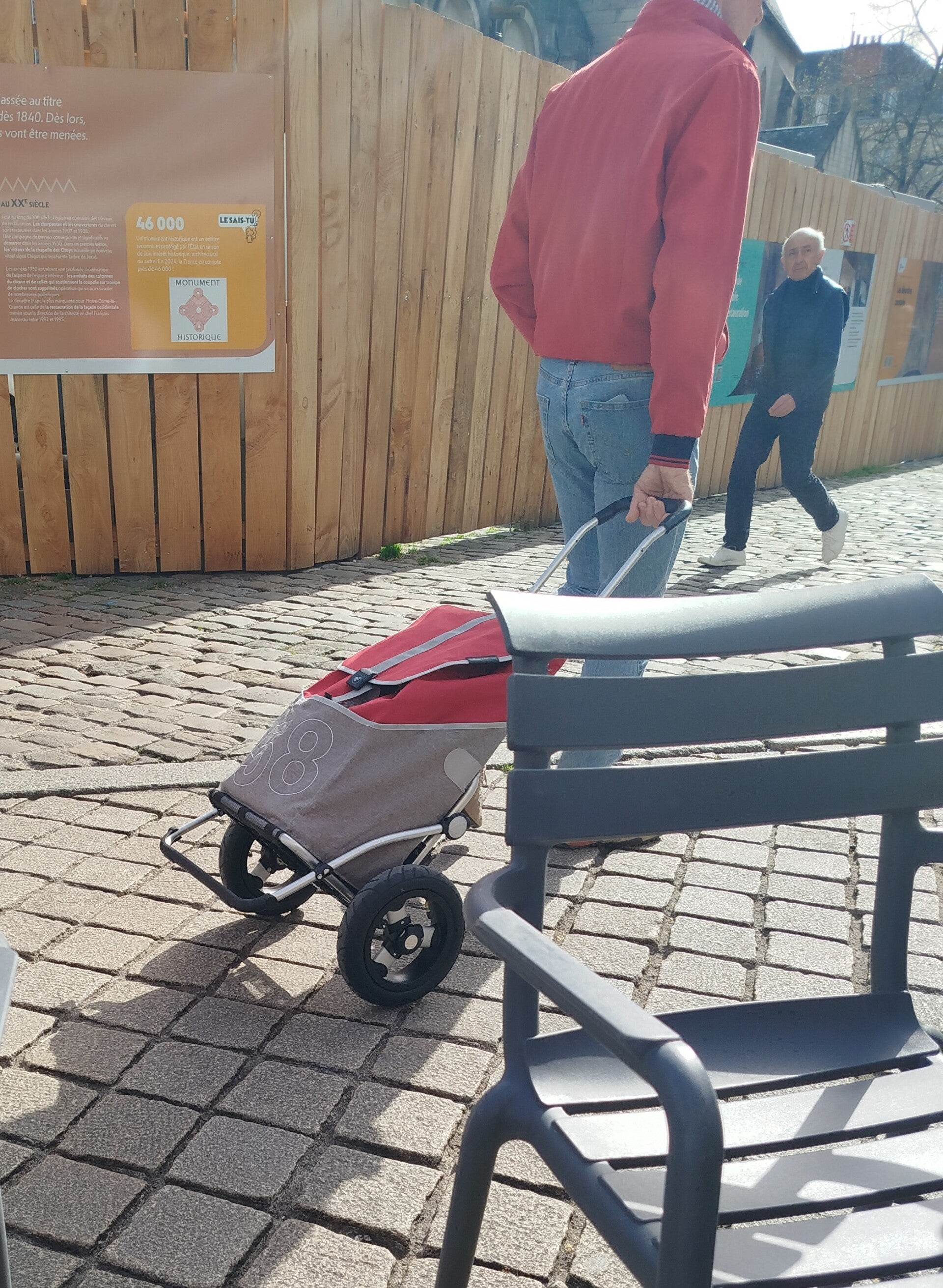 red and grey shopping trolley