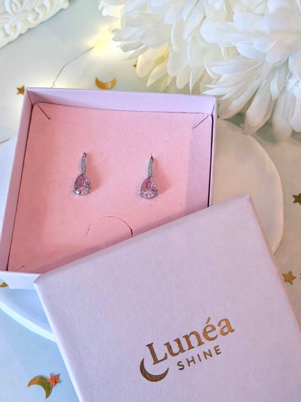 Rosa Zirkonia Tropfen-Ohrringe