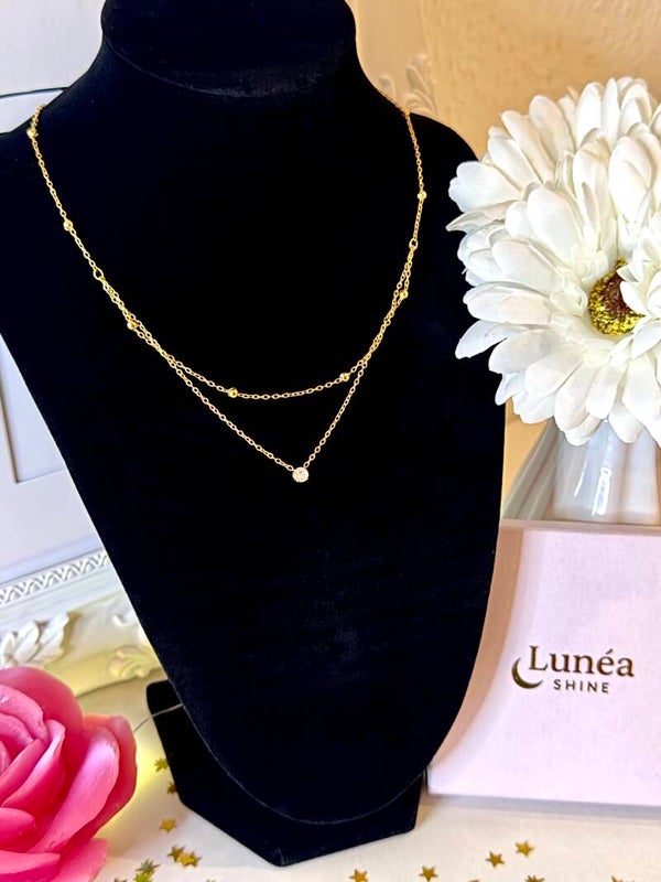 Stilvolle Zirkon-Doppelschicht-Halskette