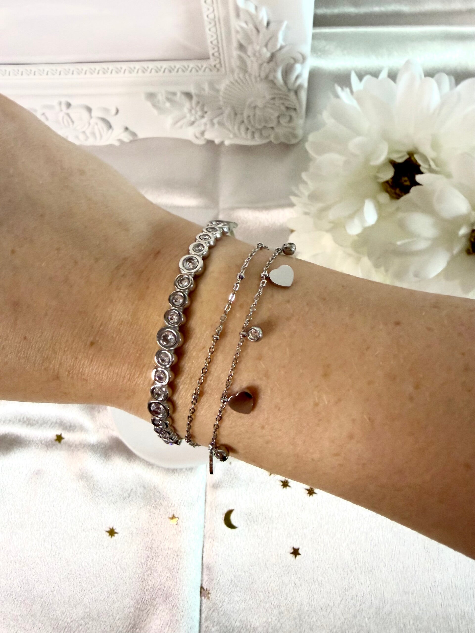 Silber‑Armreif „Polka Dots“