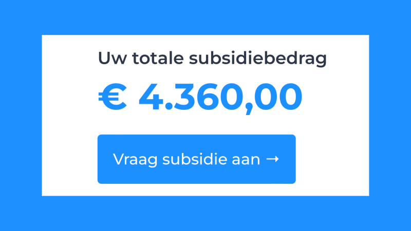 Het subsidiebedrag uit een calculator van Subsidie Expertise.