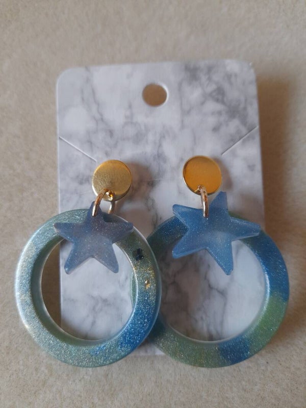 Epoxy Oorbellen Rond met ster