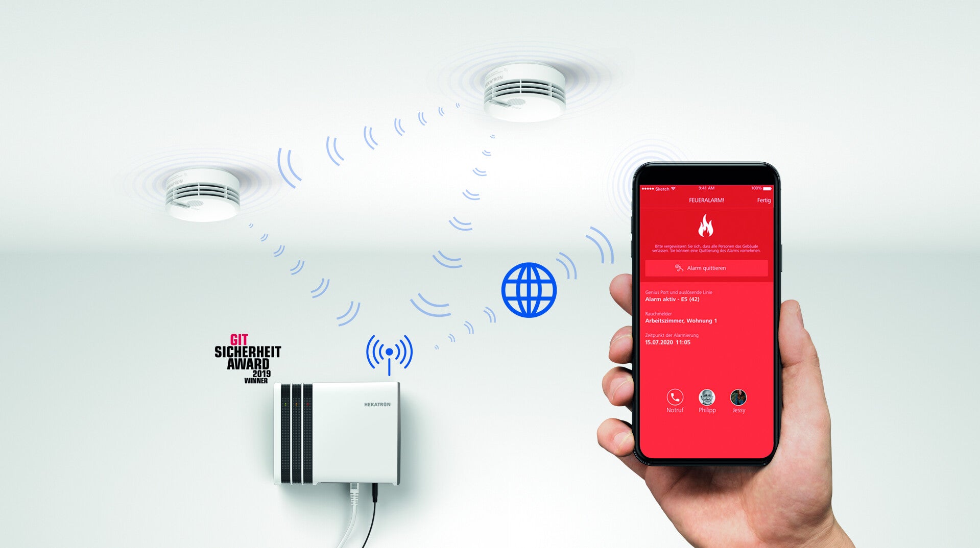 Hekatron Genius Port - Feueralarme überall empfangen