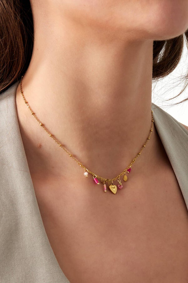 Ketting hart pink