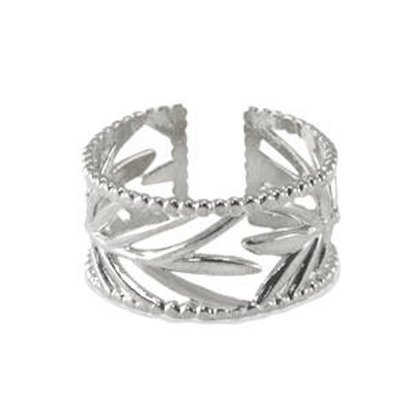 Zilver kleurig blad ring