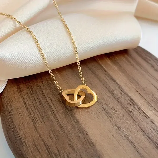 Dubbele hart ketting goudkleur