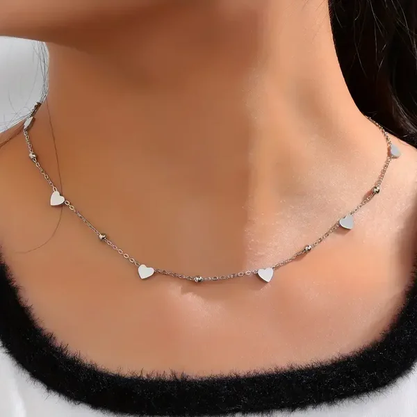 zilverkleurig hart ketting