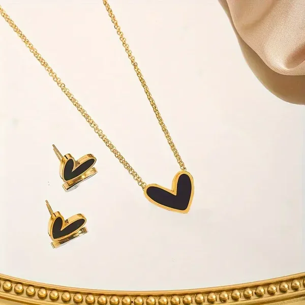 Hartjes ketting zwart