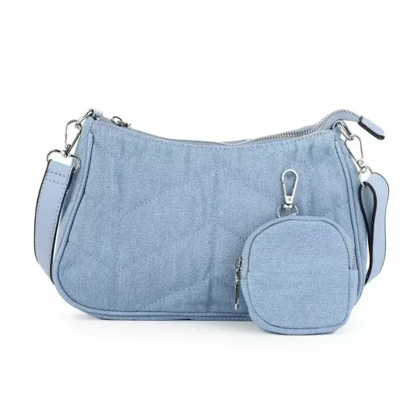 Nylon schoudertas Jeans licht blauw