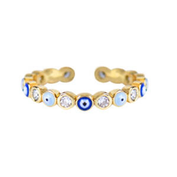 Blauw tinten boze ogen ring