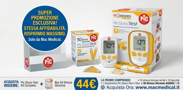 SET GLUCOMETRO PIC + 50 STRISCE GLICEMIA
