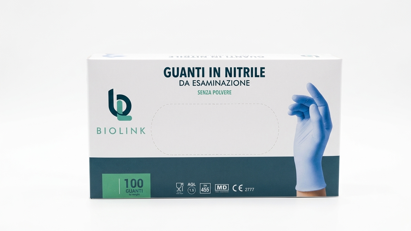 Guanti in Nitrile Blu Monouso Senza Polvere Varie Taglie