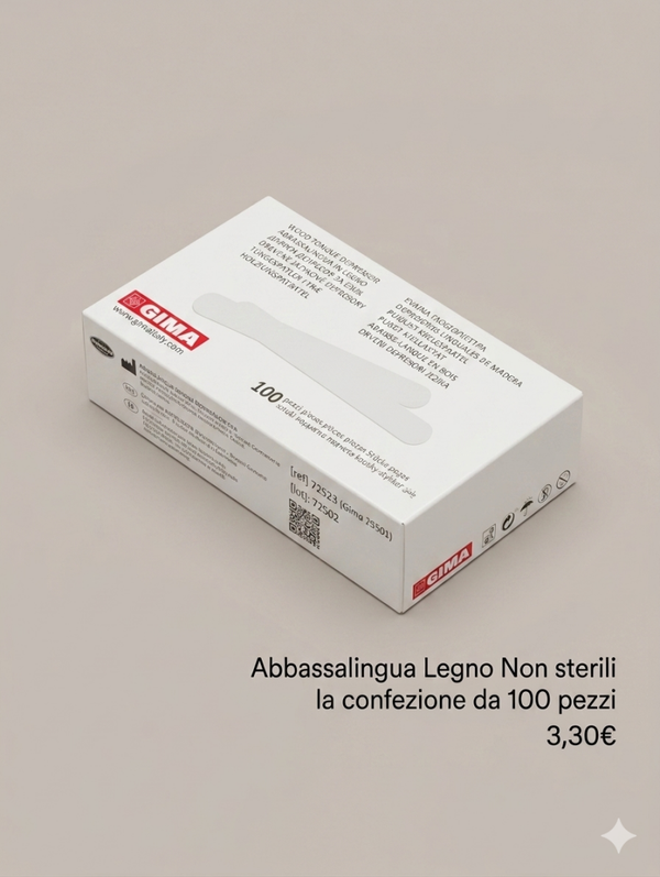 ABBASSALINGUA LEGNO NON STERILI, CONFEZIONE DA 100 PEZZI
