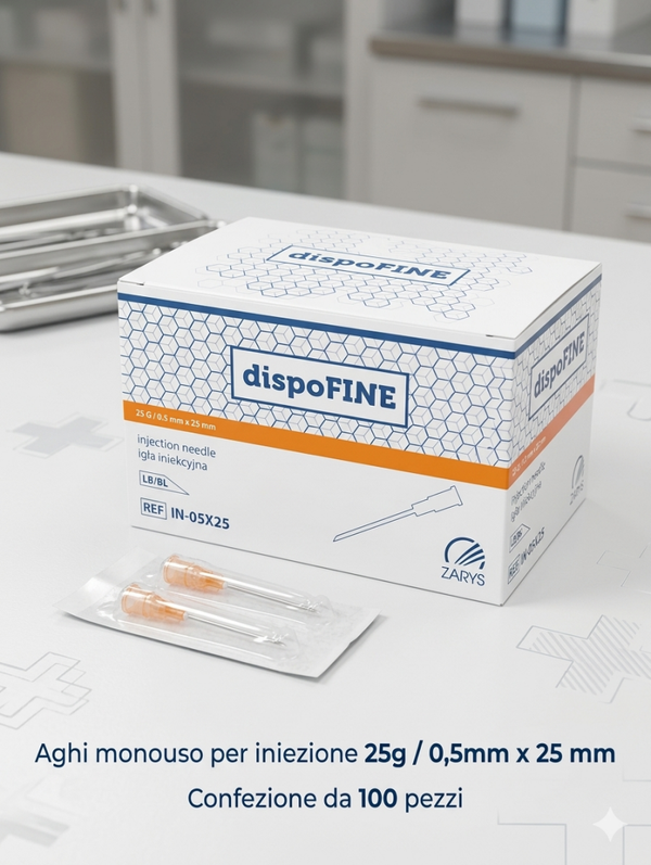 AGHI MONOUSO PER INIEZIONI G 25 / 0.50MM X 25MM  100 PEZZI