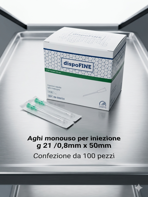 AGHI MONOUSO PER INIEZIONI G 21 / 0.80MM X 50MM  100 PEZZI