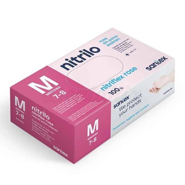 ​Guanti in Nitrile Magenta Rosa Senza Polvere Nitriflex Santex - Taglie S e M