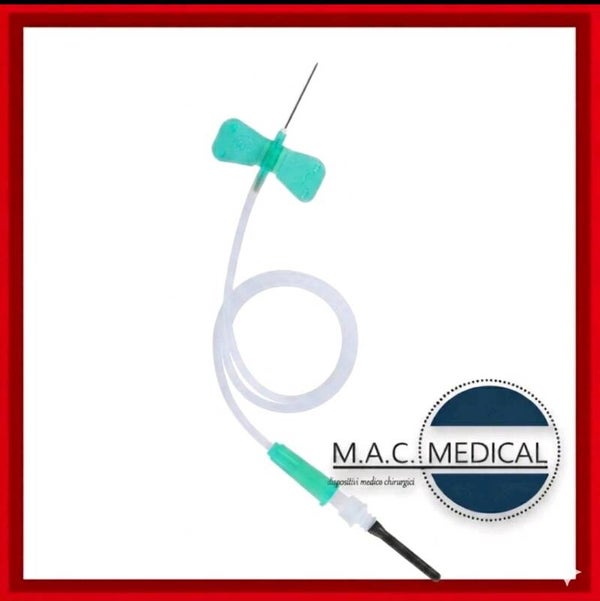 100 Aghi a Farfalla 21G Verdi - Prelievo con Adattatore Luer Lock Professionale