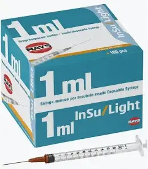 Siringhe da Insulina InSu Light 1 ml con Ago G 25x16mm Confezione 100 Pezzi
