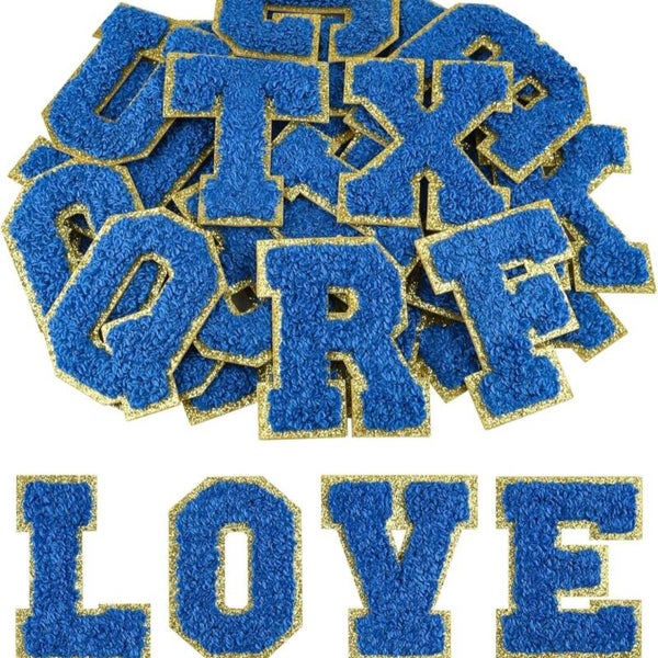 Selbstklebende Chenille-Buchstaben - Königsblau