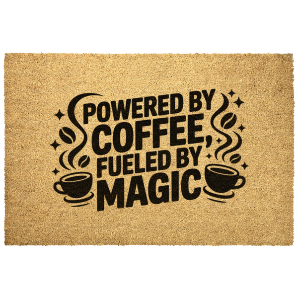 Powered by Coffee, Fueled by Magic Doormat