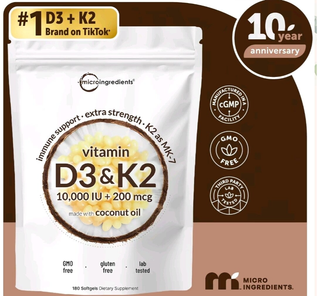 D3 + K2 VITAMIN SOFTGEL 2 IN 1 MADE WITH COCONUT OIL