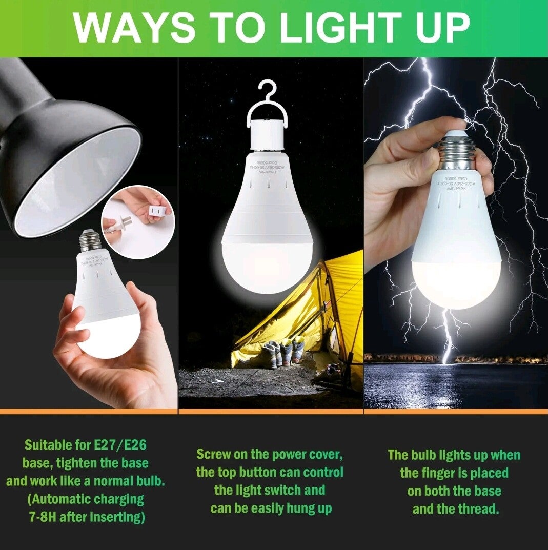 RECHARGEABLE EMERGENCY LIGHT BULBS LED LIGHT BULBS