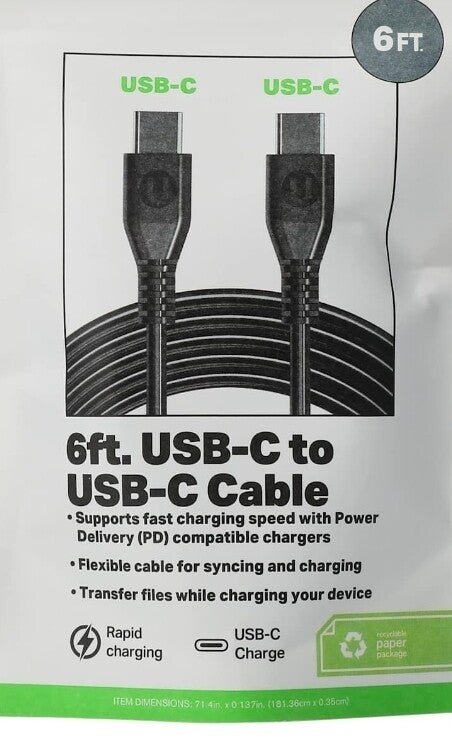 6FT CHARGING CORD USB-C - C