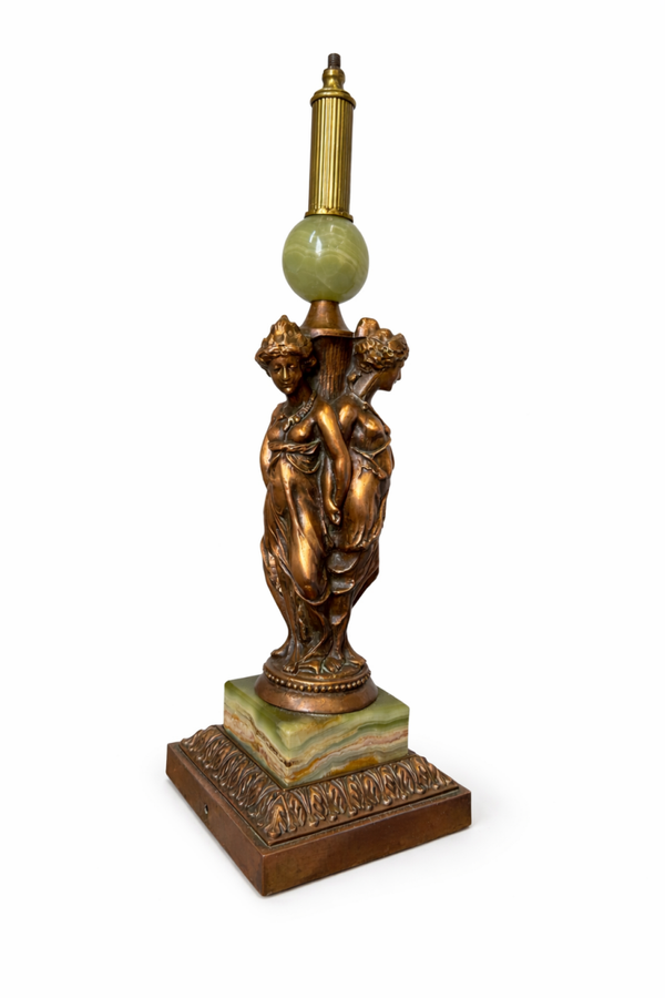 Vintage Deknudt "The Three Graces" tafellamp messing