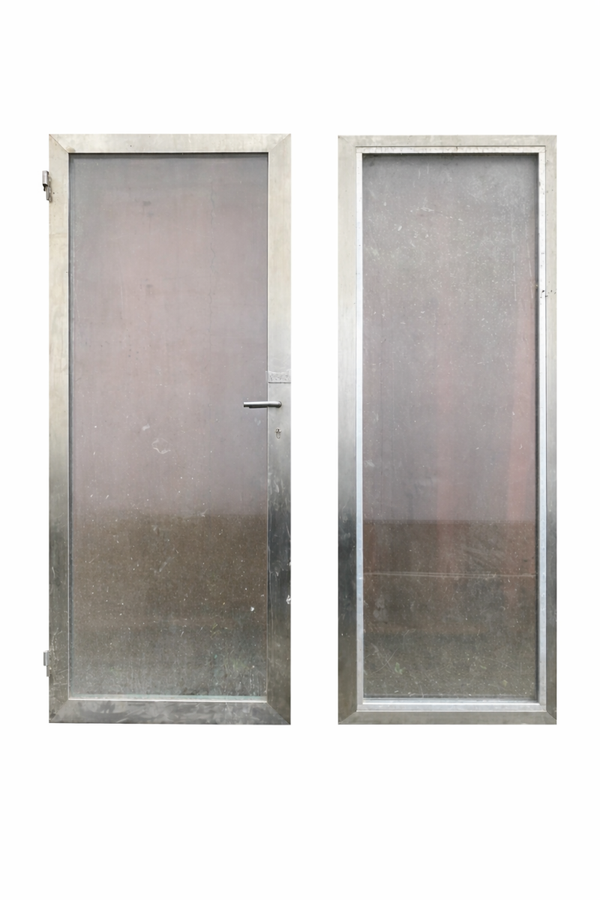 Twee RVS deuren triple glas met slot - Serre of uitbouw