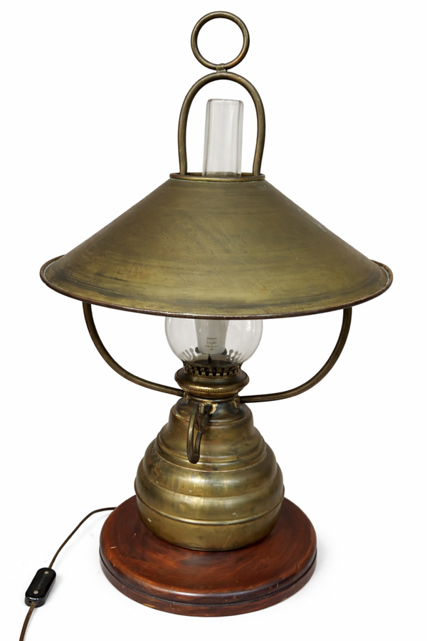 Antieke messing tafellamp nautische stijl jaren 70