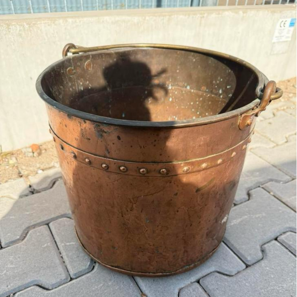 Antieke rood Koperen Emmer - Diameter 41 cm