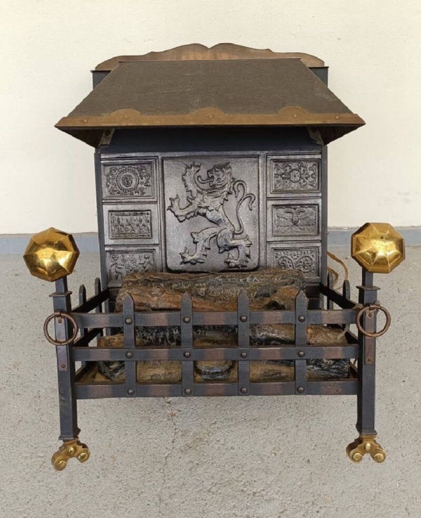 Antieke elektrische kachel van messing / koper