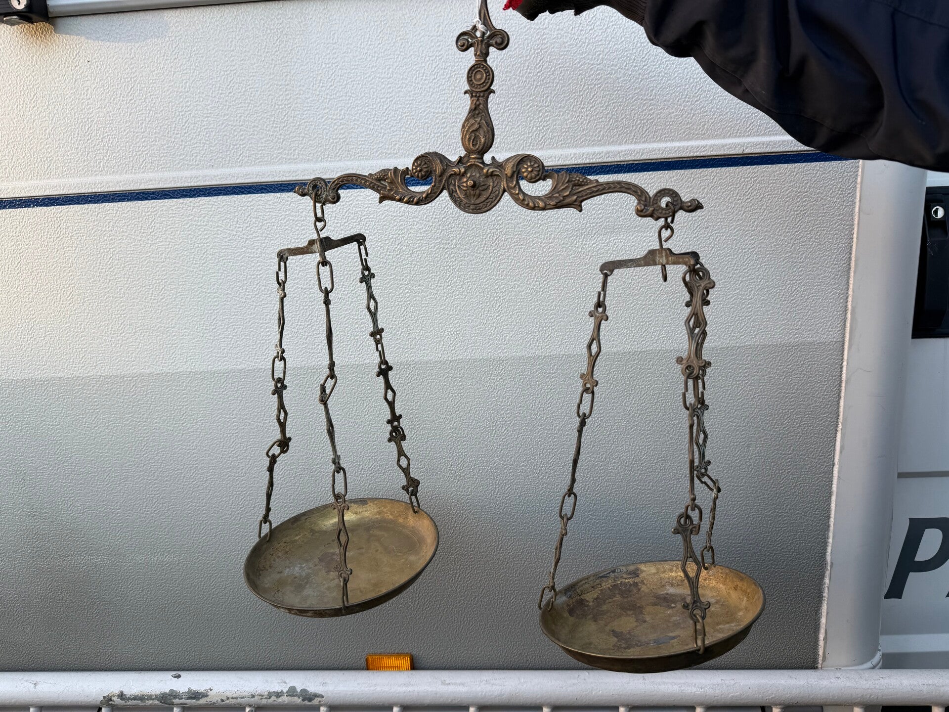 Antieke Franse messing Wandweegschaal - 1920